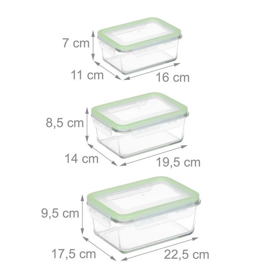 relaxdays Frischhaltedose »Frischhaltedosen Glas 3er Set«, Glas 4 relaxdays Frischhaltedose »Frischhaltedosen Glas 3er Set«, Glas – Bild 4