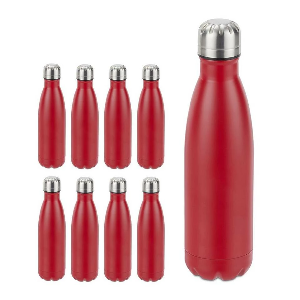 relaxdays Isolierflasche »9 x Trinkflasche Edelstahl rot« 1 relaxdays Isolierflasche »9 x Trinkflasche Edelstahl rot«