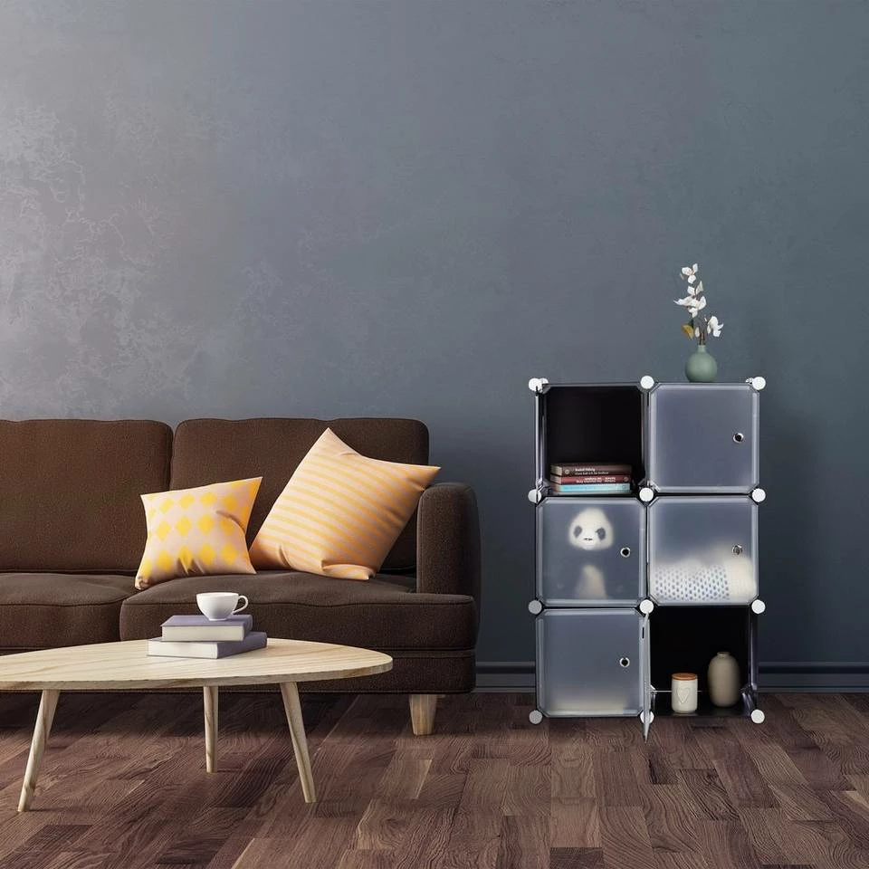 relaxdays Steckregal »Regalsystem mit 6 Türen«, Transparent Weiß Transparent Silber, Schwarz Transparent Weiß, Transparent Silber Schwarz 5 relaxdays Steckregal »Regalsystem mit 6 Türen«, Transparent Weiß Transparent Silber, Schwarz Transparent Weiß, Transparent Silber Schwarz – Bild 5