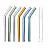 relaxdays Trinkhalme »6 x Strohhalm Glas gebogen bunt 15 cm«