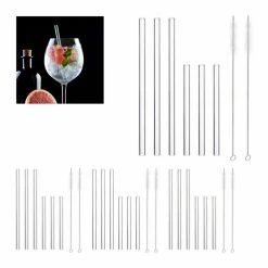 relaxdays Trinkhalme »24 x Strohhalme Glas gerade 15 & 23 cm«