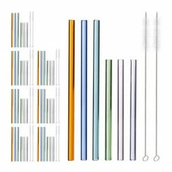 relaxdays Trinkhalme »48 x Strohhalme Glas bunt 15 & 23 cm«