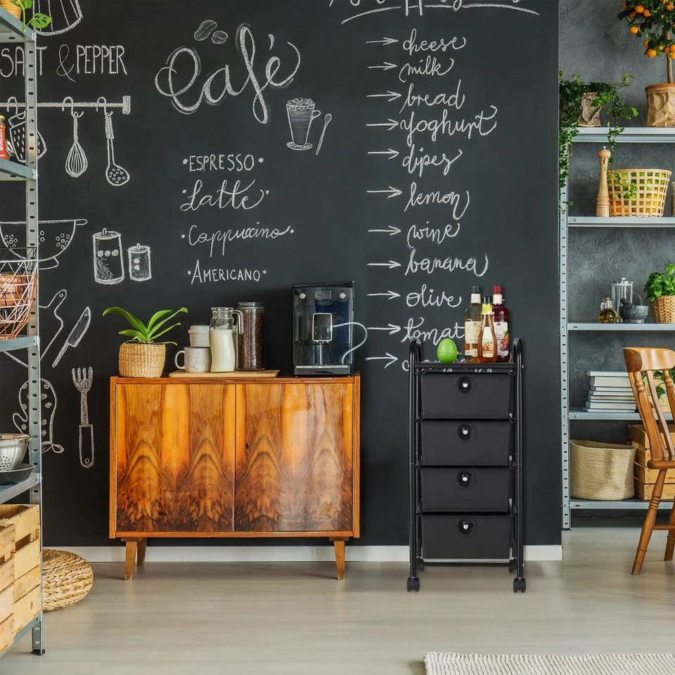 relaxdays Rollwagen »Badrollwagen mit 4 Schubladen«, Silber Weiß Silber, Schwarz, Weiß 3 relaxdays Rollwagen »Badrollwagen mit 4 Schubladen«, Silber Weiß Silber, Schwarz, Weiß – Bild 3