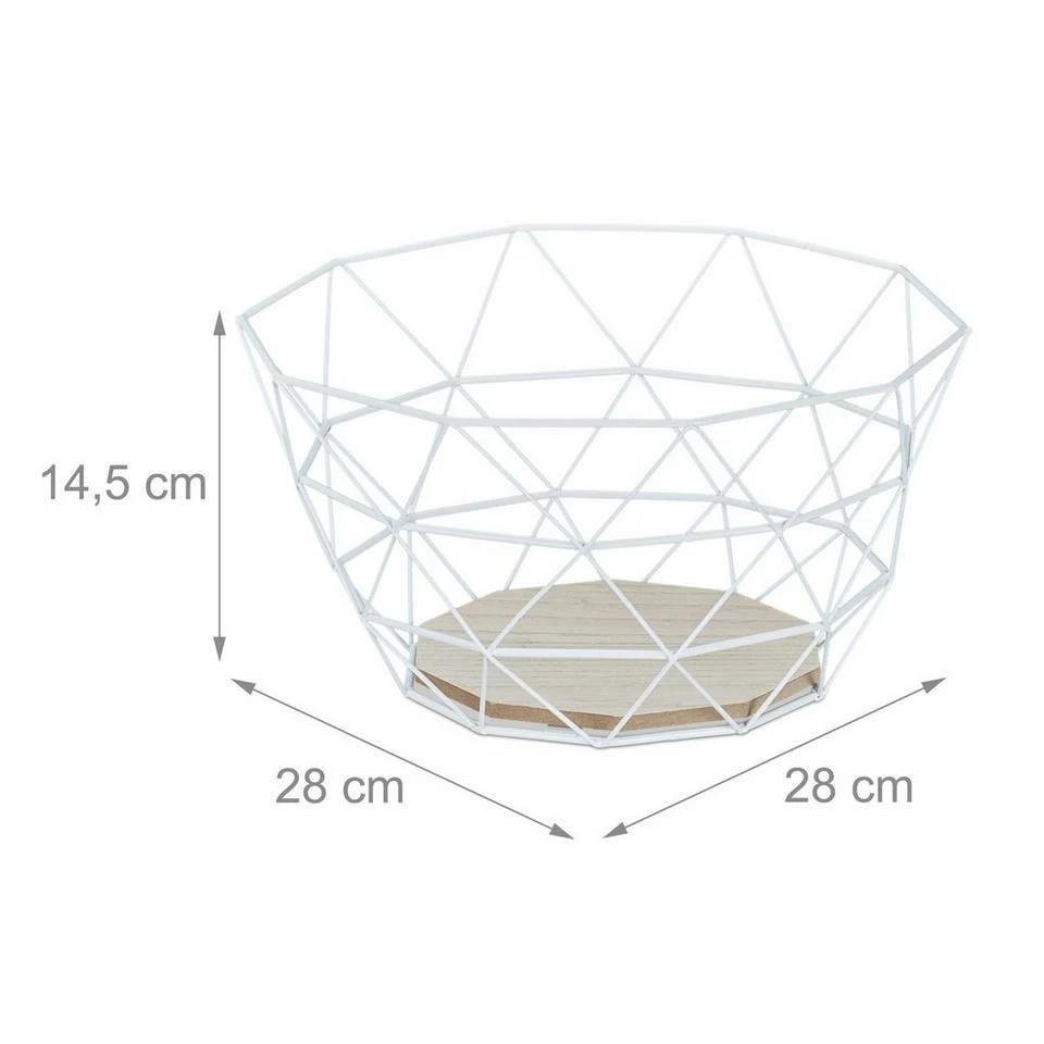 relaxdays Obstschale »Obstkorb Gitter Design«, Eisen, Weiß Schwarz Hellbraun, Weiß Hellbraun 4 relaxdays Obstschale »Obstkorb Gitter Design«, Eisen, Weiß Schwarz Hellbraun, Weiß Hellbraun – Bild 4