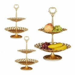 relaxdays Etagere »3 x Etagere Metall gold«, Aluminium