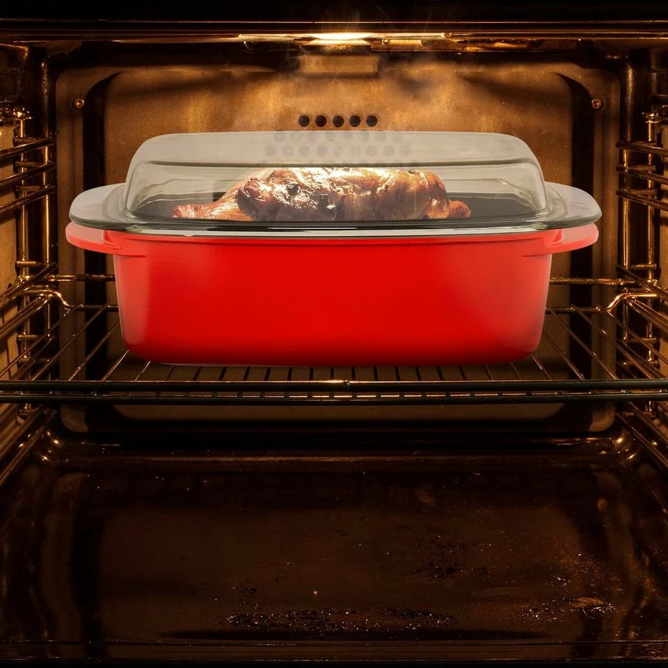 relaxdays Bräter »Bräter mit Deckel rot« 2 relaxdays Bräter »Bräter mit Deckel rot« – Bild 2