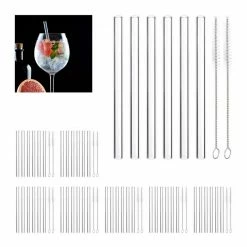 relaxdays Trinkhalme »48 x Strohhalme Glas gerade 15 cm«