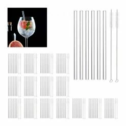 relaxdays Trinkhalme »96 x Strohhalme Glas gerade 23 cm«