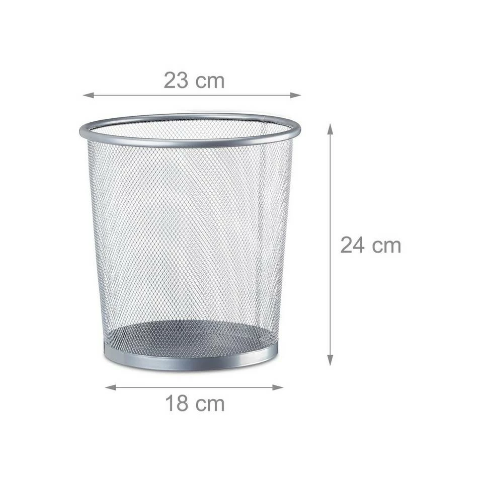 relaxdays Papierkorb »Papierkorb rund Metallgeflecht«, Silber Schwarz 3 relaxdays Papierkorb »Papierkorb rund Metallgeflecht«, Silber Schwarz – Bild 3