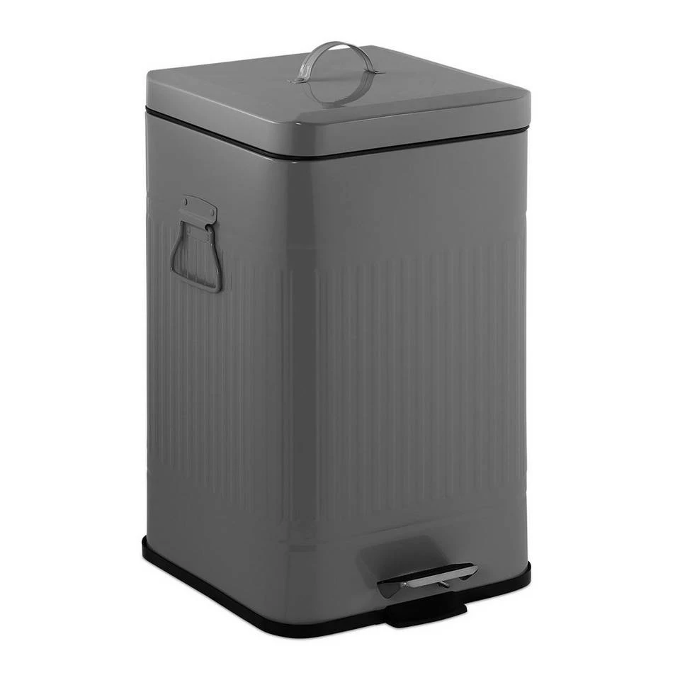 relaxdays Mülleimer »Retro Treteimer 20 Liter«, hellgrau Schwarz, Weiß Schwarz, Grau Schwarz 1 relaxdays Mülleimer »Retro Treteimer 20 Liter«, hellgrau Schwarz, Weiß Schwarz, Grau Schwarz