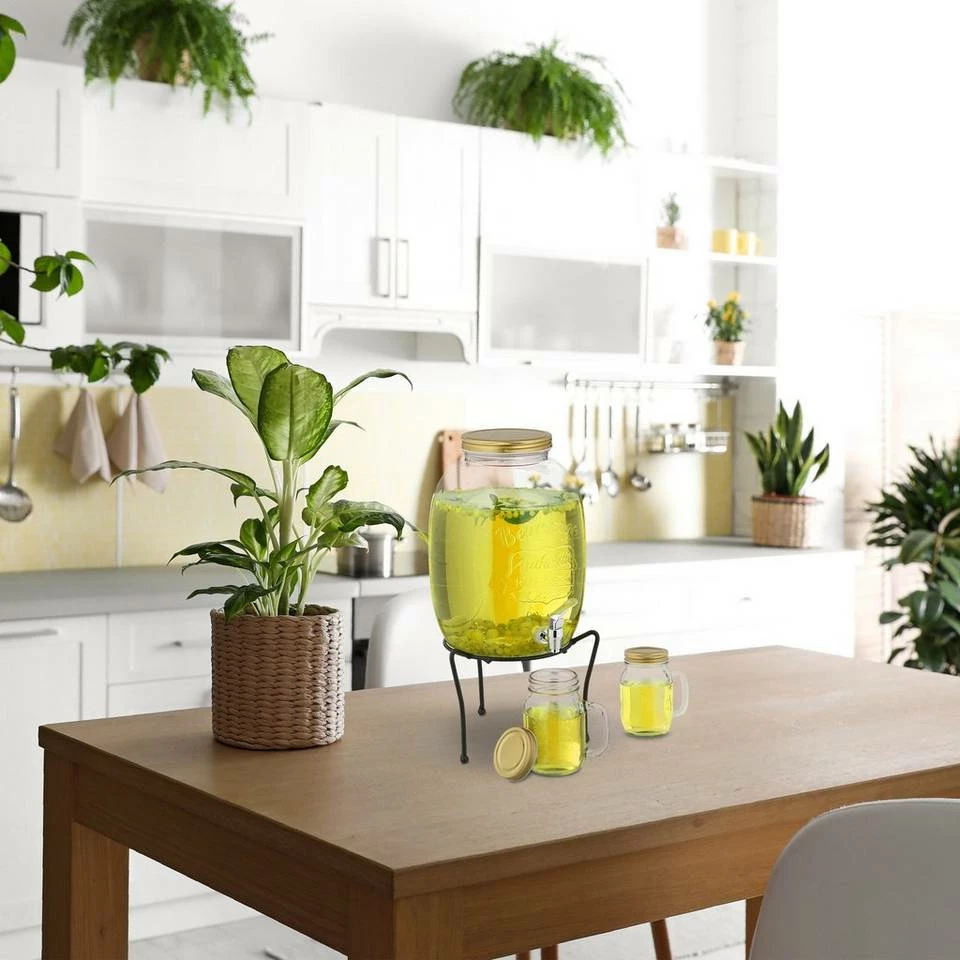 relaxdays Getränkespender Getränkespender Set mit Gläsern 6 relaxdays Getränkespender Getränkespender Set mit Gläsern – Bild 6