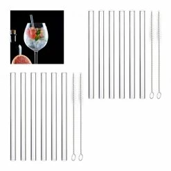 relaxdays Trinkhalme »12 x Strohhalme Glas gerade 15 cm«
