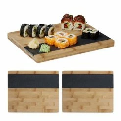 relaxdays Schneidebrett »3 x Schneidebrett aus Bambus«, Bambus