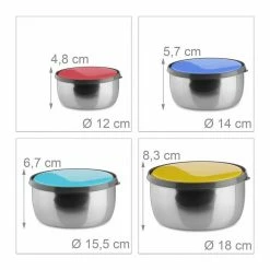 relaxdays Schüssel »Schüssel Set mit Deckel 4-teilig«, Edelstahl, Gelb/Grün/Blau/Rot Silber Gelb Grau, Silber Blau Grau, Silber Rot Grau, Silber Gr&uuml;n Grau -Neuetischkultur Verkäufe 2022 fc393e26 7f0e 55ae 8319 5517a870f7c9