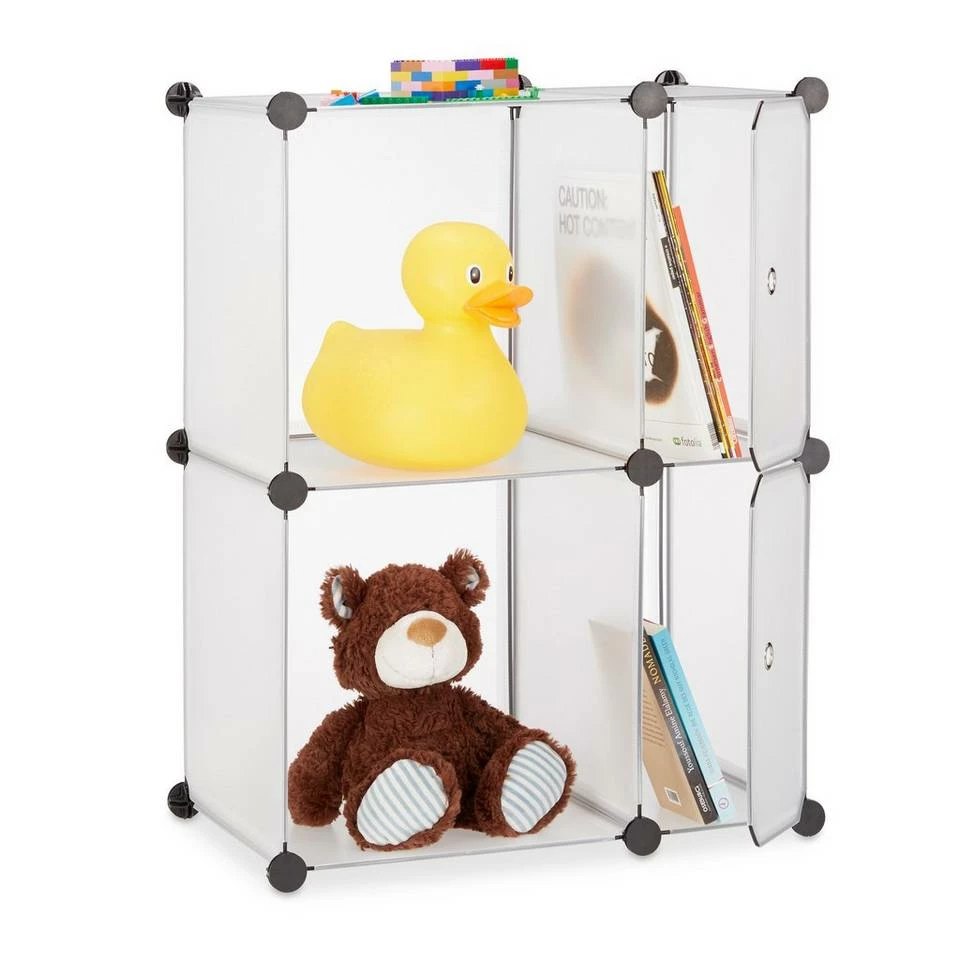 relaxdays Steckregal »Regalsystem 4 Fächer«, Transparent Weiß Transparent Silber, Transparent Schwarz Silber, Schwarz Transparent Silber 3 relaxdays Steckregal »Regalsystem 4 Fächer«, Transparent Weiß Transparent Silber, Transparent Schwarz Silber, Schwarz Transparent Silber – Bild 3