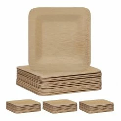 relaxdays Einwegteller »100 x Bambus Teller eckig 18 cm«