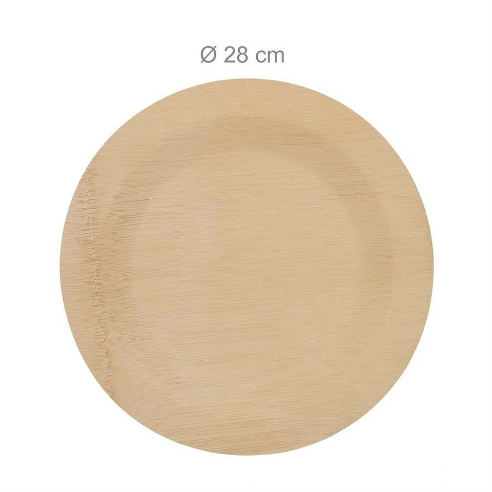 relaxdays Einwegteller »100 x Bambus Teller rund 28 cm« 4 relaxdays Einwegteller »100 x Bambus Teller rund 28 cm« – Bild 4